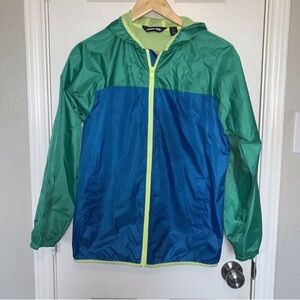 LANDS END Boys Retro Multicolor Windbreaker Hooded Jacket  Coat Size Large